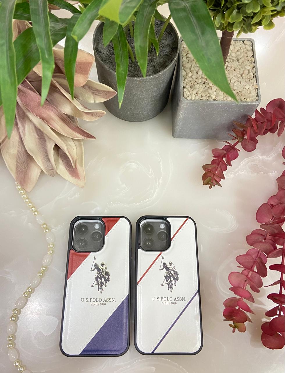 U.S. Polo Assn Double Horse Embossed Logo Protective PU Leather White Case